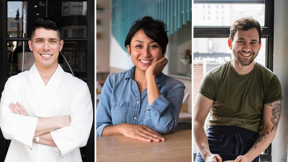 Chef Jeremy Salamon of Agis Counter, Chef Nite Yun of Lunette, and Chef David Yoshimura