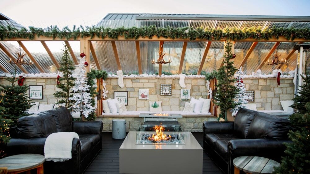 Holiday decor on patio